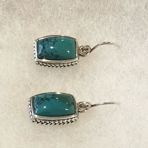 BARSE Turquoise Sterling Silver Rope Braid Framed Drop Earrings NWT - Picture 6 of 8